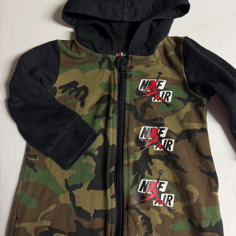 Kids Jordan Air Camo Hooded Romper Jumpsuit 18M